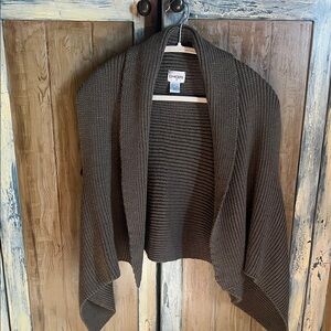 Chico's Dark Olive Ribbed Open-Front Poncho/Shrug